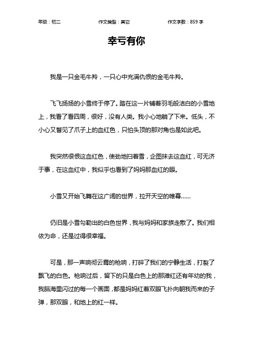 幸亏有你作文【初中初二900字】