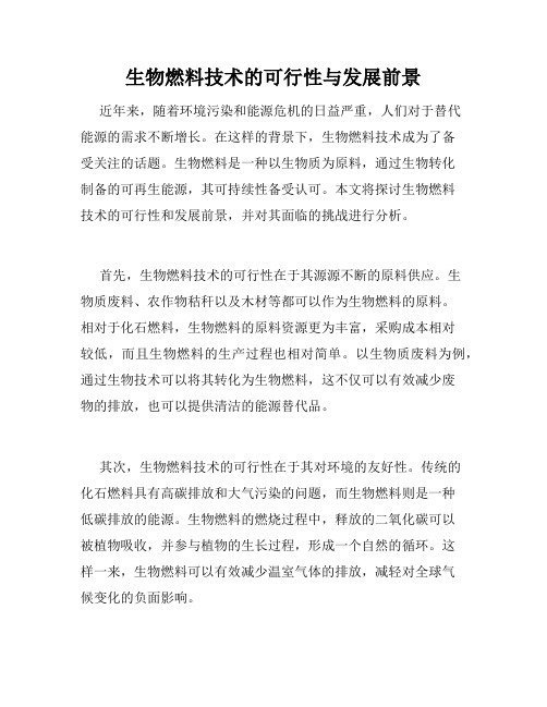 生物燃料技术的可行性与发展前景