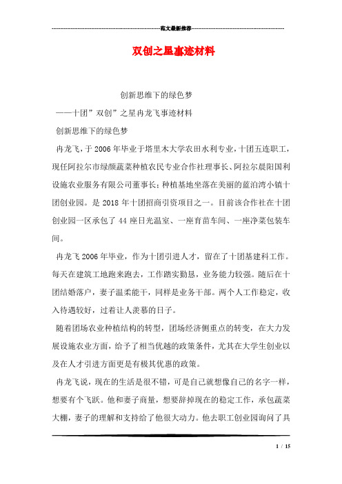 双创之星事迹材料
