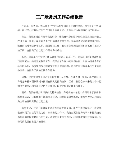 工厂账务员工作总结报告