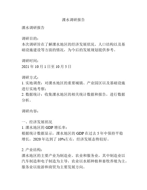 溧水调研报告