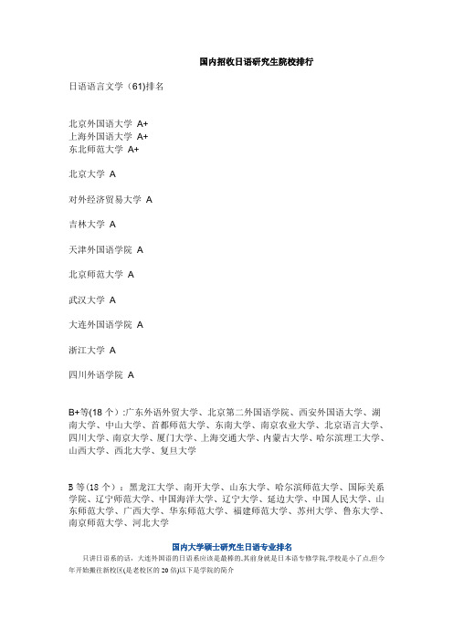国内招收日语研究生院校排行