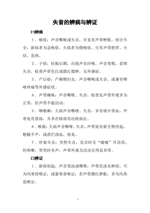 失音的辨病与辨证
