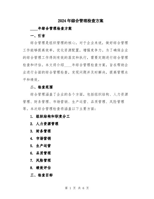 2024年综合管理检查方案