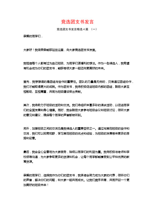 竞选团支书发言4篇