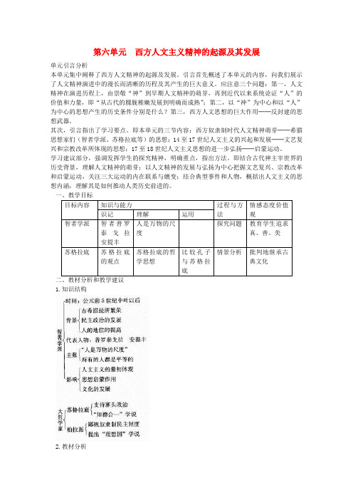 第六单元《西方人文主义就是的起源及其发展》