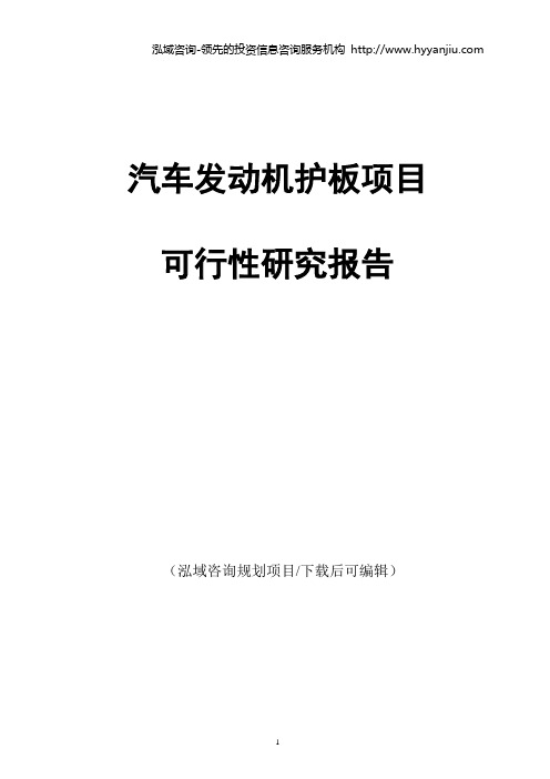汽车发动机护板项目可行性研究报告