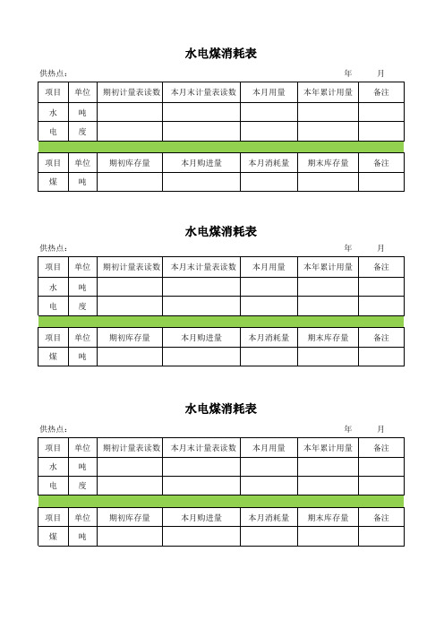 水电煤统计表