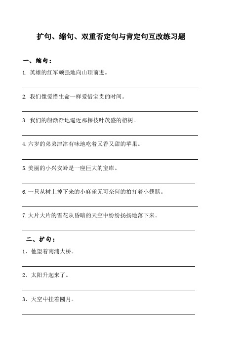 小升初(整合资料)缩句、扩句、双重否定句与肯定句互改C