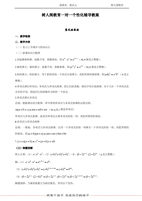 七年级整式的乘法知识点与讲义