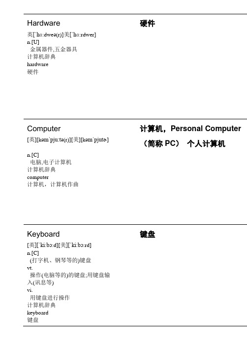 计算机英语常用词汇
