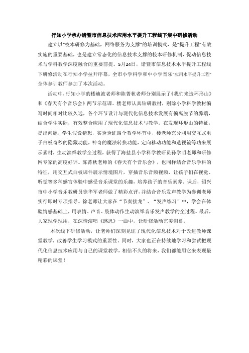 行知小学承办诸暨市信息技术提升工程线下研修活动