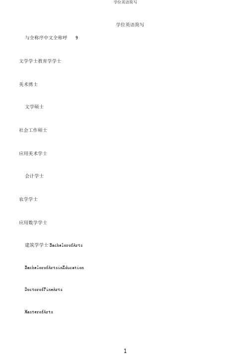 学位英语简写