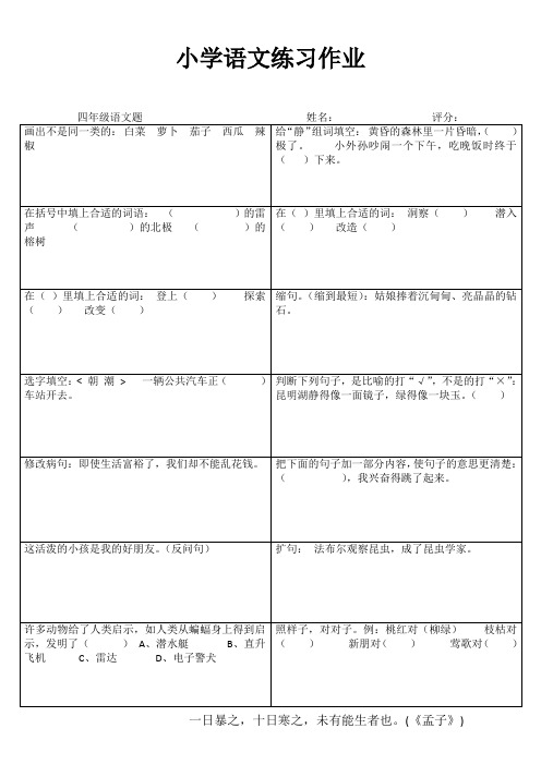 小学四年级语文强化训练II (2)