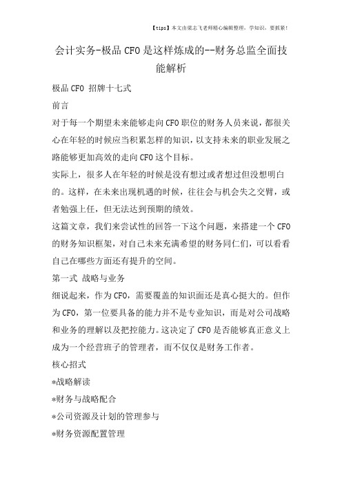 会计干货之极品CFO是这样炼成的财务总监全面技能解析