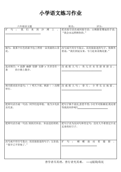 小学六年级语文课堂延伸练习 (7)