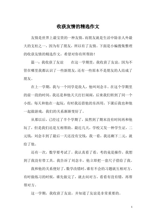 收获友情的精选作文
