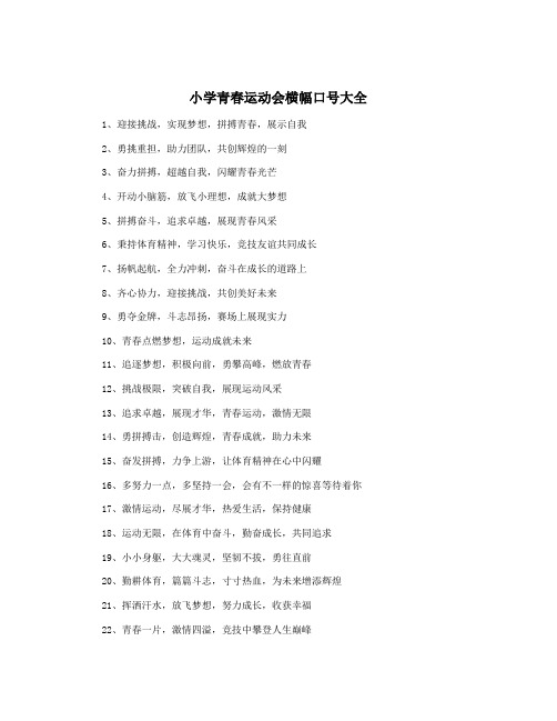 小学青春运动会横幅口号大全