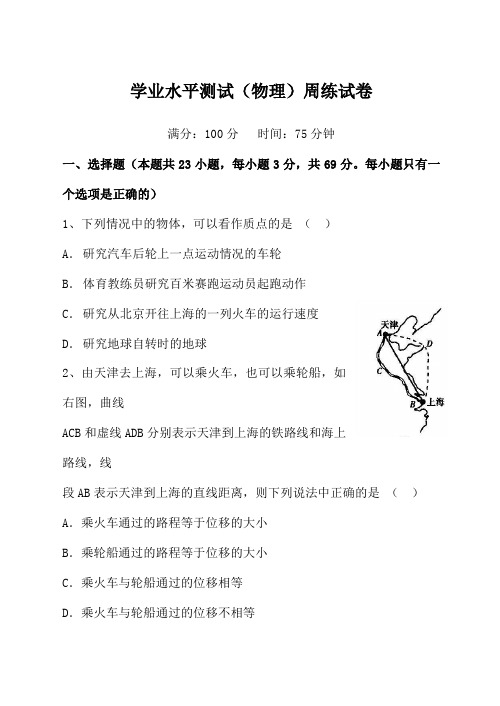 高二学业水平测试物理模拟试卷