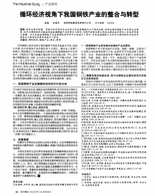 循环经济视角下我国钢铁产业的整合与转型