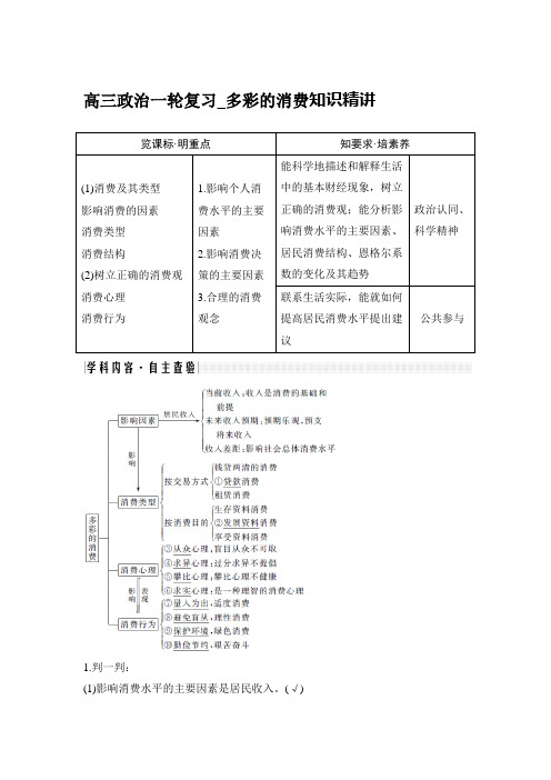 高三政治一轮复习_多彩的消费知识精讲