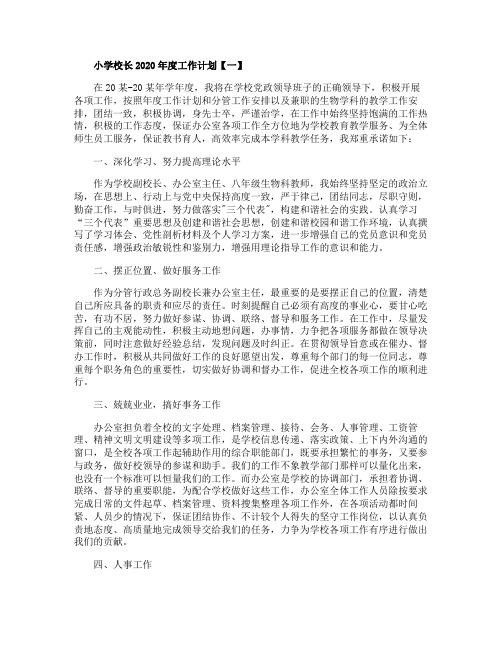 小学校长2020年度工作计划范文四篇
