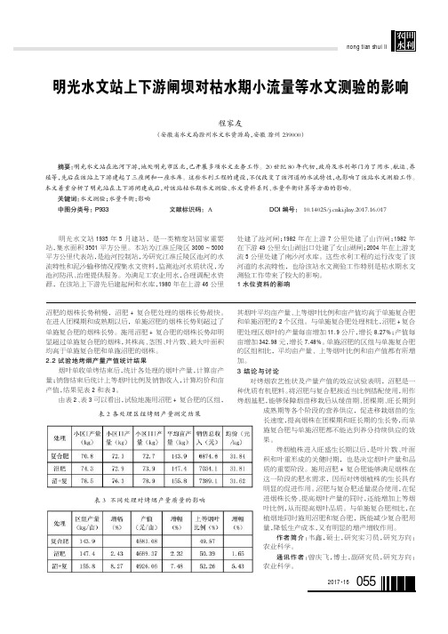 明光水文站上下游闸坝对枯水期小流量等水文测验的影响