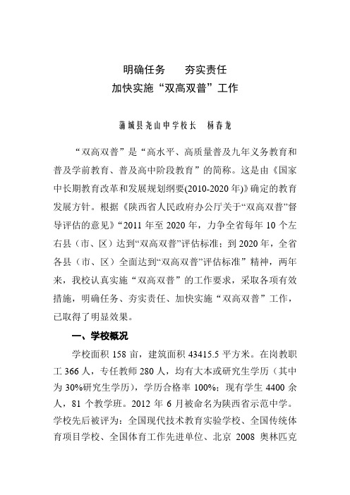 加快实施“双高双普”工作