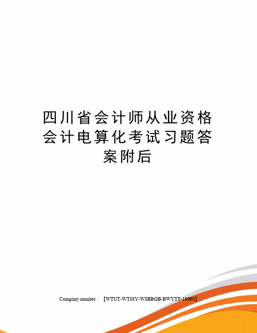 四川省会计师从业资格会计电算化考试习题答案附后