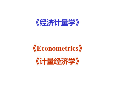 计量经济学第一章绪论_1 PPT课件