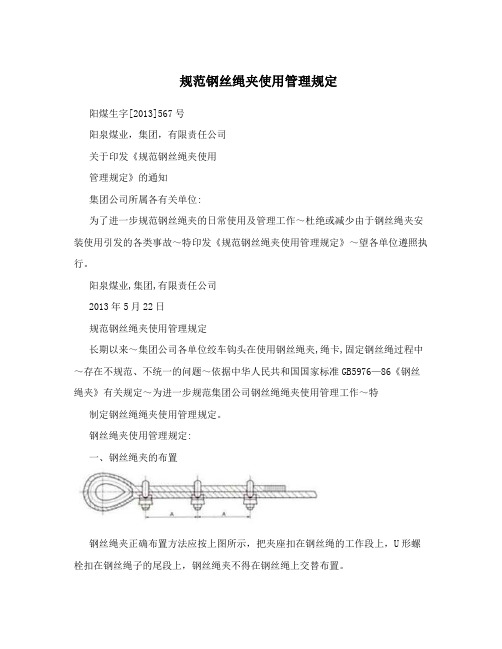 规范钢丝绳夹使用管理规定