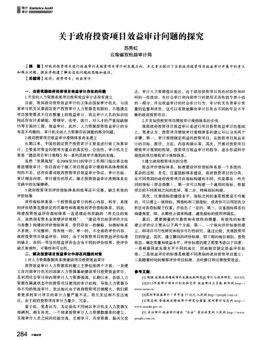 关于政府投资项目效益审计问题的探究