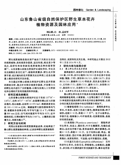 山东鲁山省级自然保护区野生草本花卉植物资源及园林应用