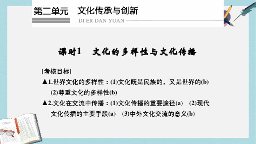 高考政治一轮复习第二单元文化传承与创新1文化的多样性与文化传播课件新人教版必修3