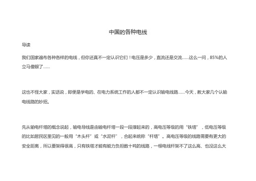 中国的各种电线