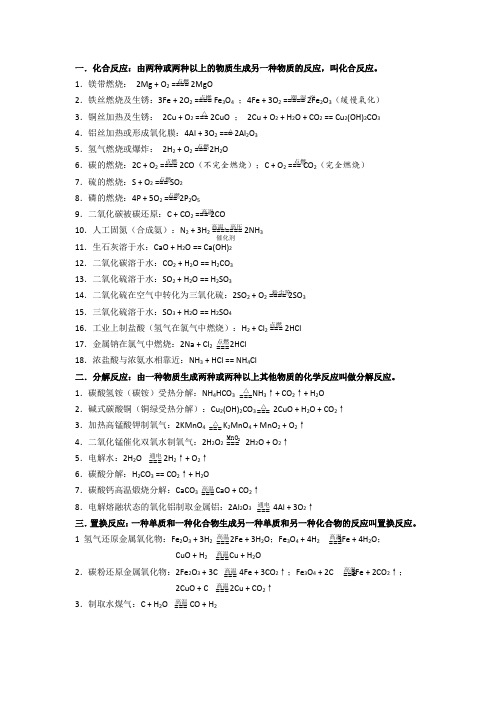 化学反应方程式