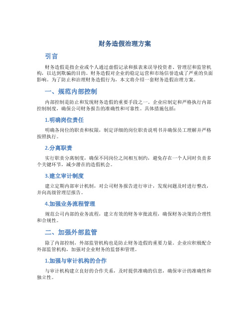 财务造假治理方案