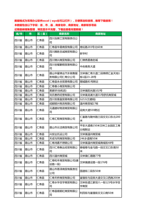 2020新版四川省眉山市仁寿县商贸有限公司工商企业公司商家名录名单黄页联系电话号码地址大全61家