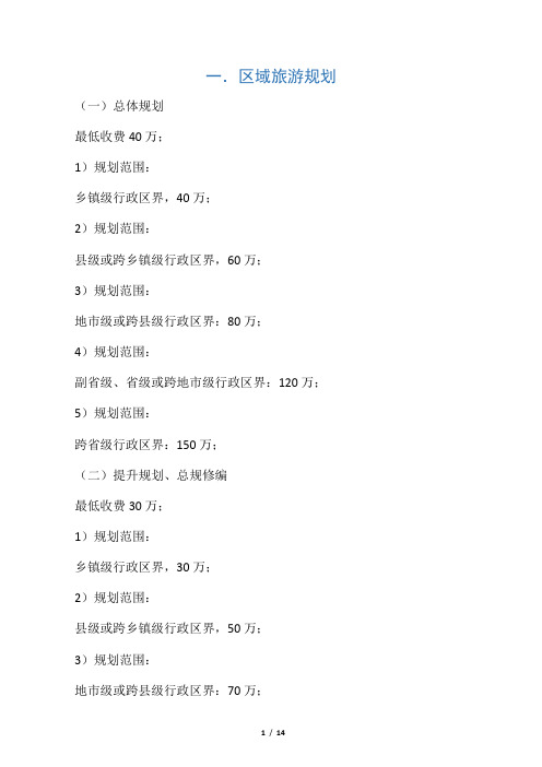 旅游景观规划收费标准
