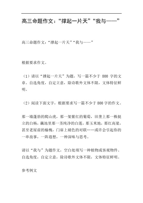 高三命题作文：“撑起一片天”“我与——”