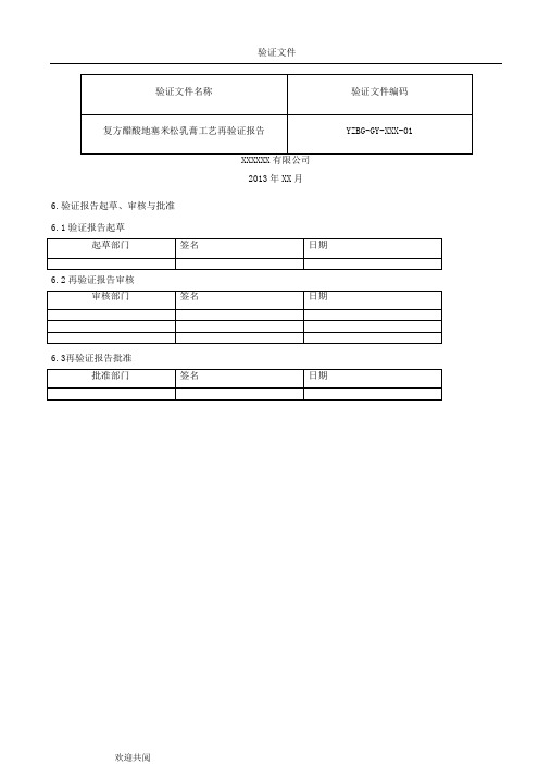 工艺验证报告模板