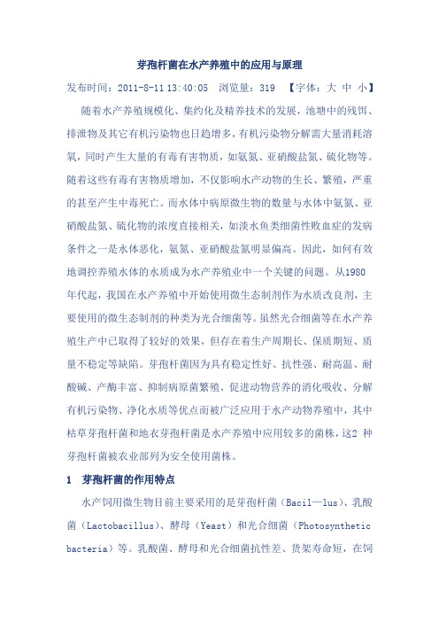 芽孢杆菌在水产养殖中的应用与原理