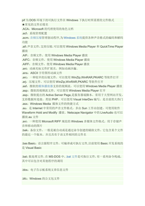 pif为DOS环境下的可执行文件在Windows下执行时所需要的文件格式