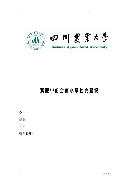 我眼中的全面小康社会建设