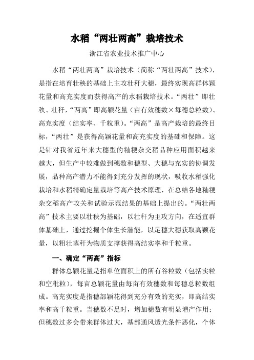 水稻“两壮两高”栽培技术