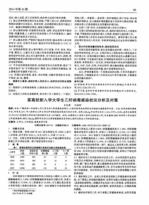 某高校新入学大学生乙肝病毒感染状况分析及对策