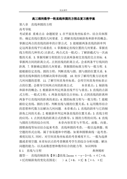 优品课件之高三理科数学一轮直线和圆的方程总复习教学案