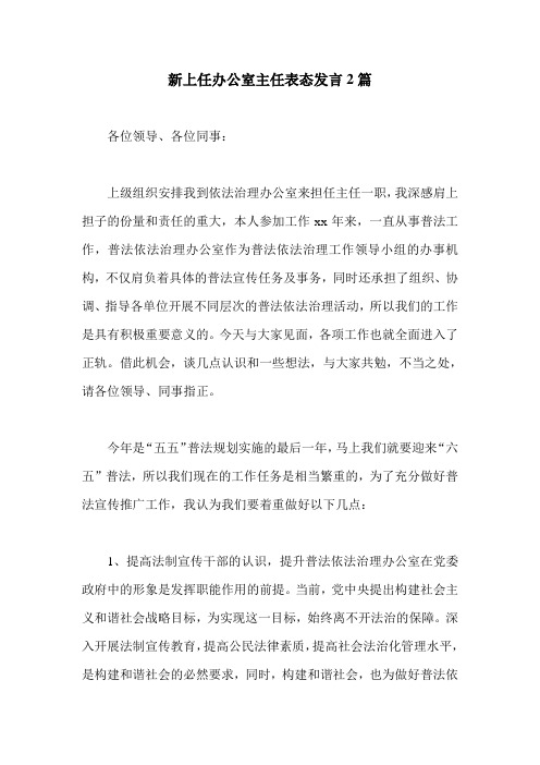 新上任办公室主任表态发言2篇