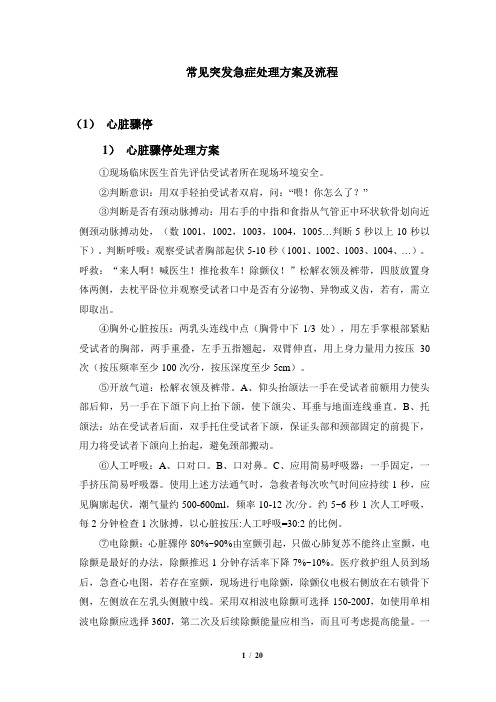 SOP-常见急发突发急症处理方案及流程