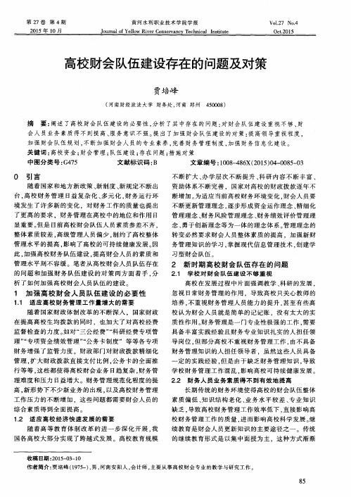 高校财会队伍建设存在的问题及对策